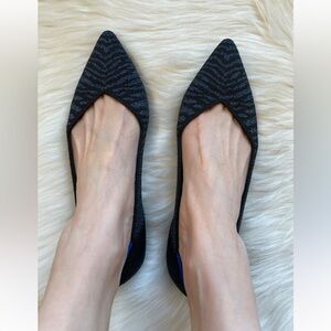 Rothy's Black and Blue Patterned Flats